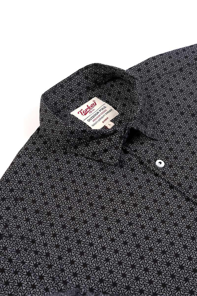 Men's Printed Full Sleeve Shirt - Midnight Navy