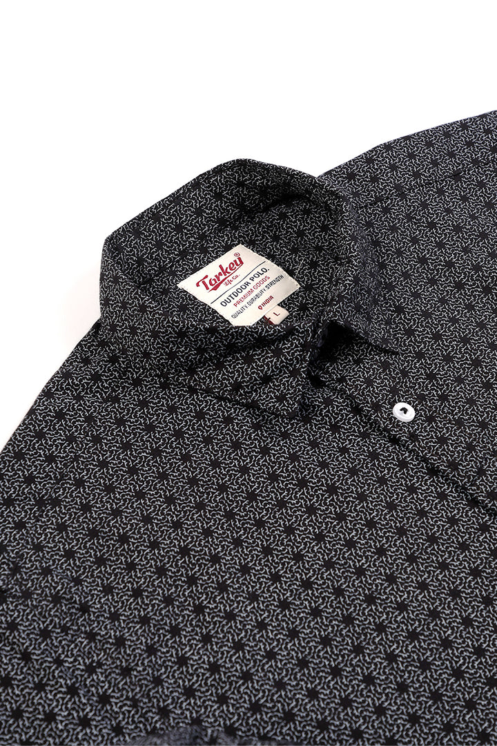 Men's Printed Full Sleeve Shirt - Midnight Navy