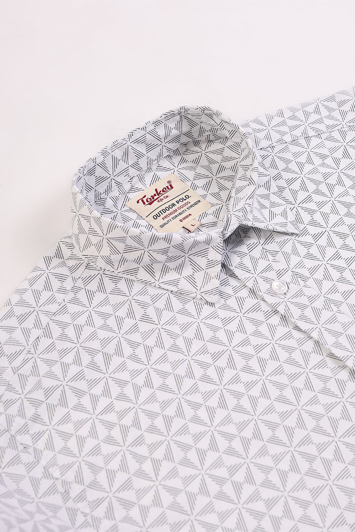 Men's Printed Full Sleeve Shirt - Crisp White