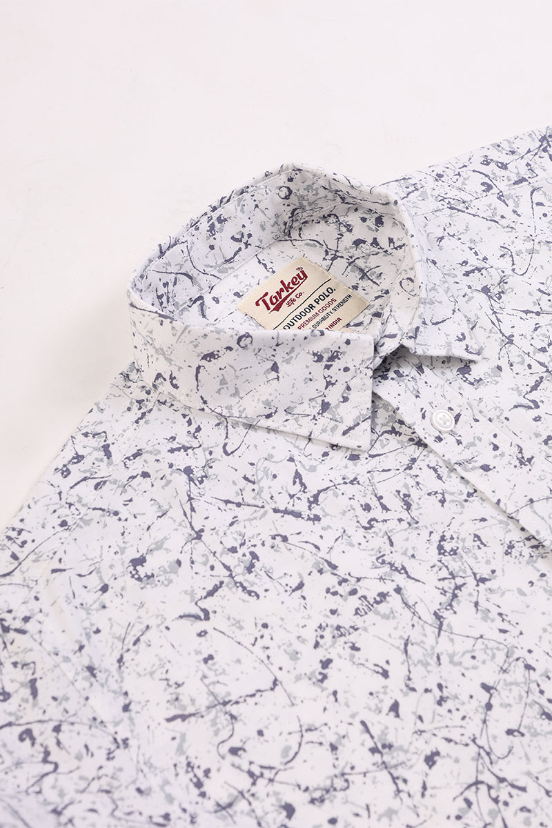 Men's Printed Full Sleeve Shirt - White