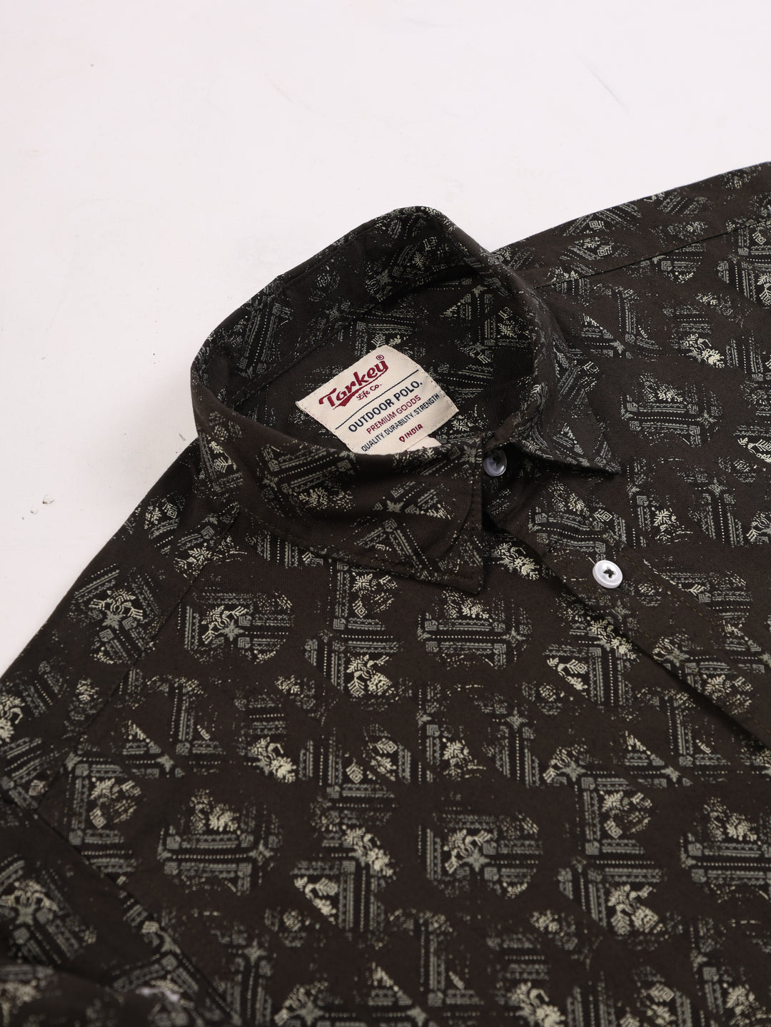Men's Printed Full Sleeve Shirt - Deep Olive Green