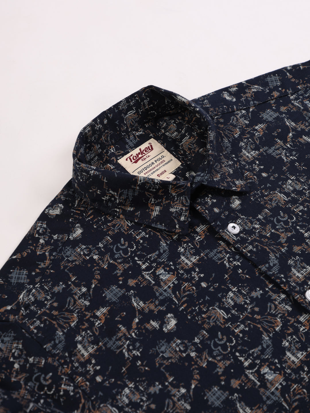 Men's Printed Full Sleeve Shirt - Deep Ink Navy