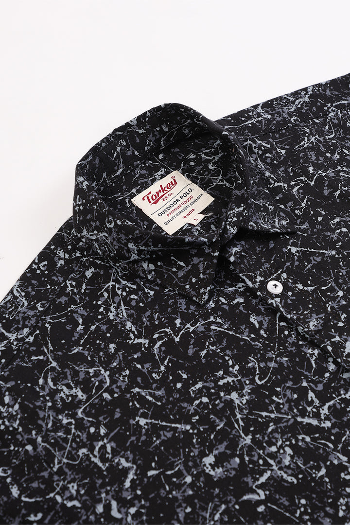 Men's Printed Full Sleeve Shirt - Midnight Splash