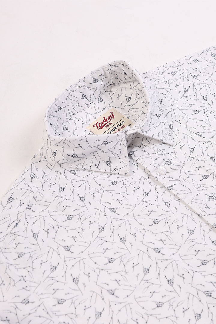 Men's Printed Full Sleeve Shirt - Frosted White